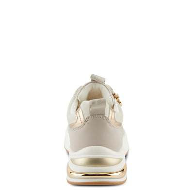 PATRIZIA Women's URSA Platform Sneakers with Sparkling Upper, Gold Metallic Accents, and Comfortable Fit Beige EU 41 / US 9.5-10