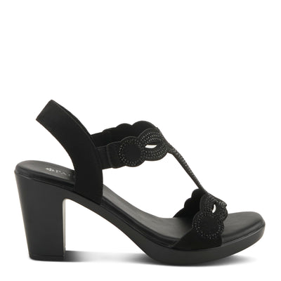 PATRIZIA Women's ILLARA Slip-On T-Strap Heels - Crystal Embellished, Elastic Goring, Cushioned Comfort BLACK EU 38 / US 7.5-8