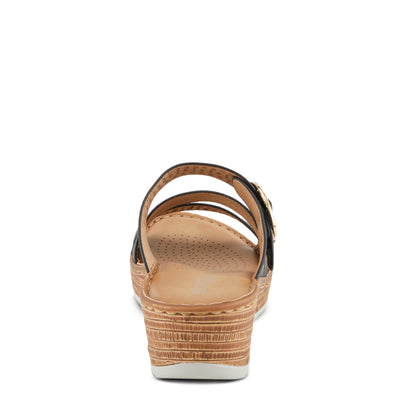 PATRIZIA Women's SHARONDA Asymmetrical Slide Wedge Sandals Black EU 38 / US 7.5-8
