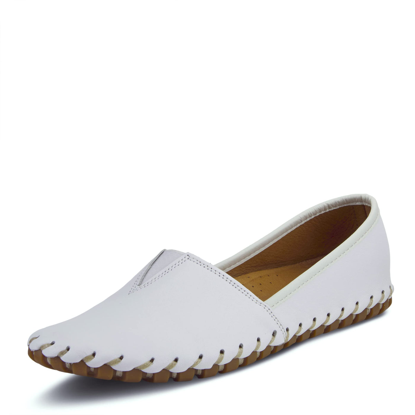 Spring Step Kathaleta Shoes for Women - Ladies Slip-On Shoes with Rubber Outsole - Comfortable Leather Shoes for Womens - White EU 38 / US 7.5-8