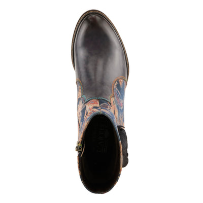 Spring Step L'Artiste Naima Heeled Booties | Floral-Printed Leather Ankle Boots with Rose Cutout Design BLUE MULTI EU 39 / US 8.5