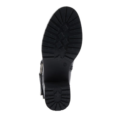PATRIZIA Women's BRIGGS Heeled Booties with Burnished Finish, Decorative Laces, and Zipper Closure Black EU 42 / US 10.5-11