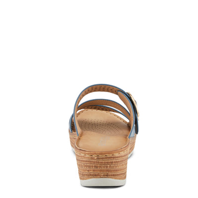 PATRIZIA Women's SHARONDA Asymmetrical Slide Wedge Sandals Navy Metallic EU 40 / US 9