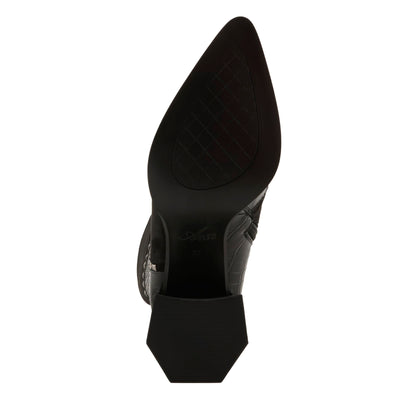 Azura Women's ZAYRINA Mid-Shaft Leather Boots with Animal Print, Stud Details, and Zipper Closure Black EU 41 / US 9.5-10