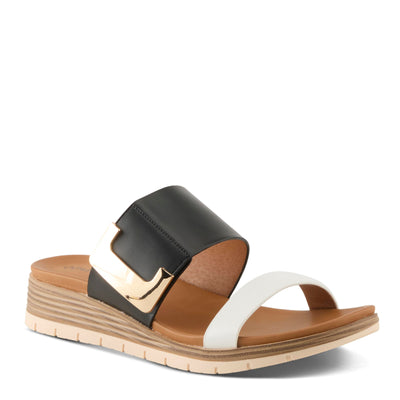 PATRIZIA Women's MALIYAH Hook and Loop Slide Sandals - Adjustable Strap, Cushioned Insole, Stylish Wedge Design BLACK MULTI EU 41 / US 9.5-10