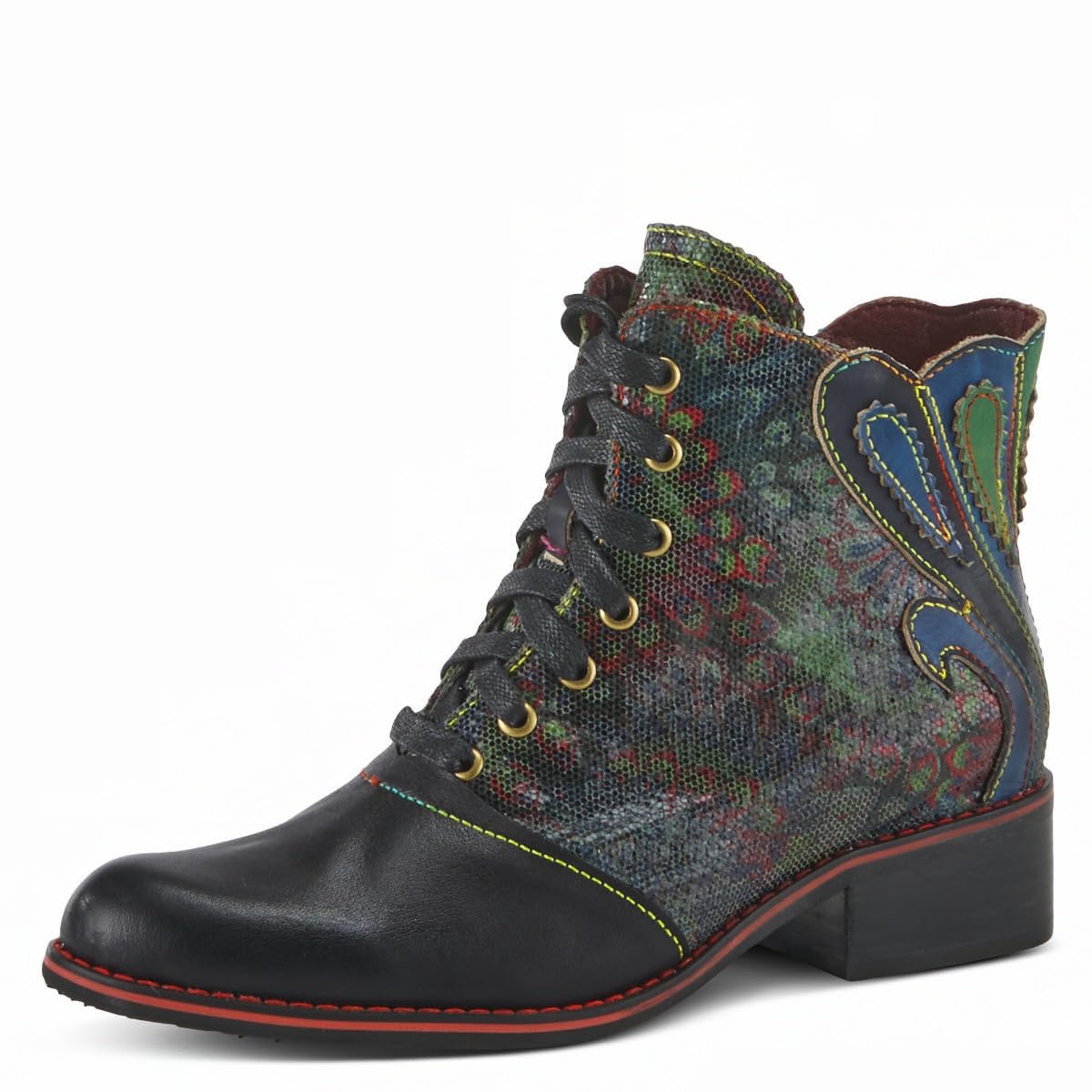 Spring Step L'Artiste Benatar Booties for Women - Ladies Western Bootie with Lace-Up and Zipper - Fasionable Ankle Boots for Womens - Brown Multi EU 39 / US 8.5