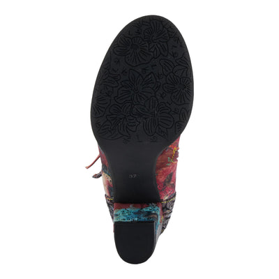 Spring Step L'Artiste Averie Women's Moto-Inspired Bootie - Quilted Upper, Metallic Prints, Decorative Straps Red Multi EU 40 / US 9