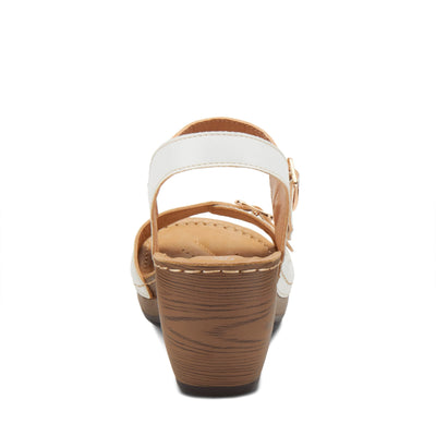 PATRIZIA Spring Step Shantay Wedge Sandals for Women - Ladies Sandals with Ankle Strap Buckle Closures - Womens Casuals Sandals for Outdoor - White EU 41 / US 9.5-10