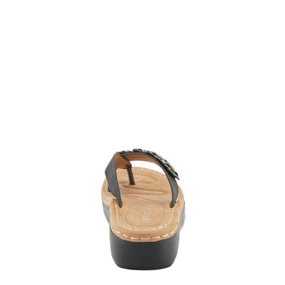 PATRIZIA Women's TAHIRI Jeweled Thong Wedge Sandals Black EU 37 / US 6.5-7