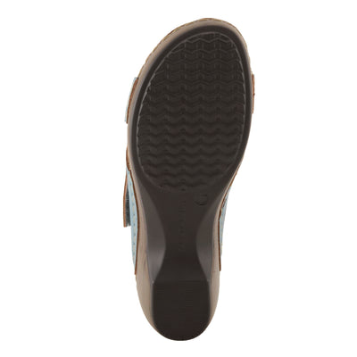 PATRIZIA Women's AURATAY Hook and Loop Demi Wedge Sandals - Cushioned Footbed, Adjustable Fit, Faux Leather Design DENIM BLUE EU 38 / US 7.5-8