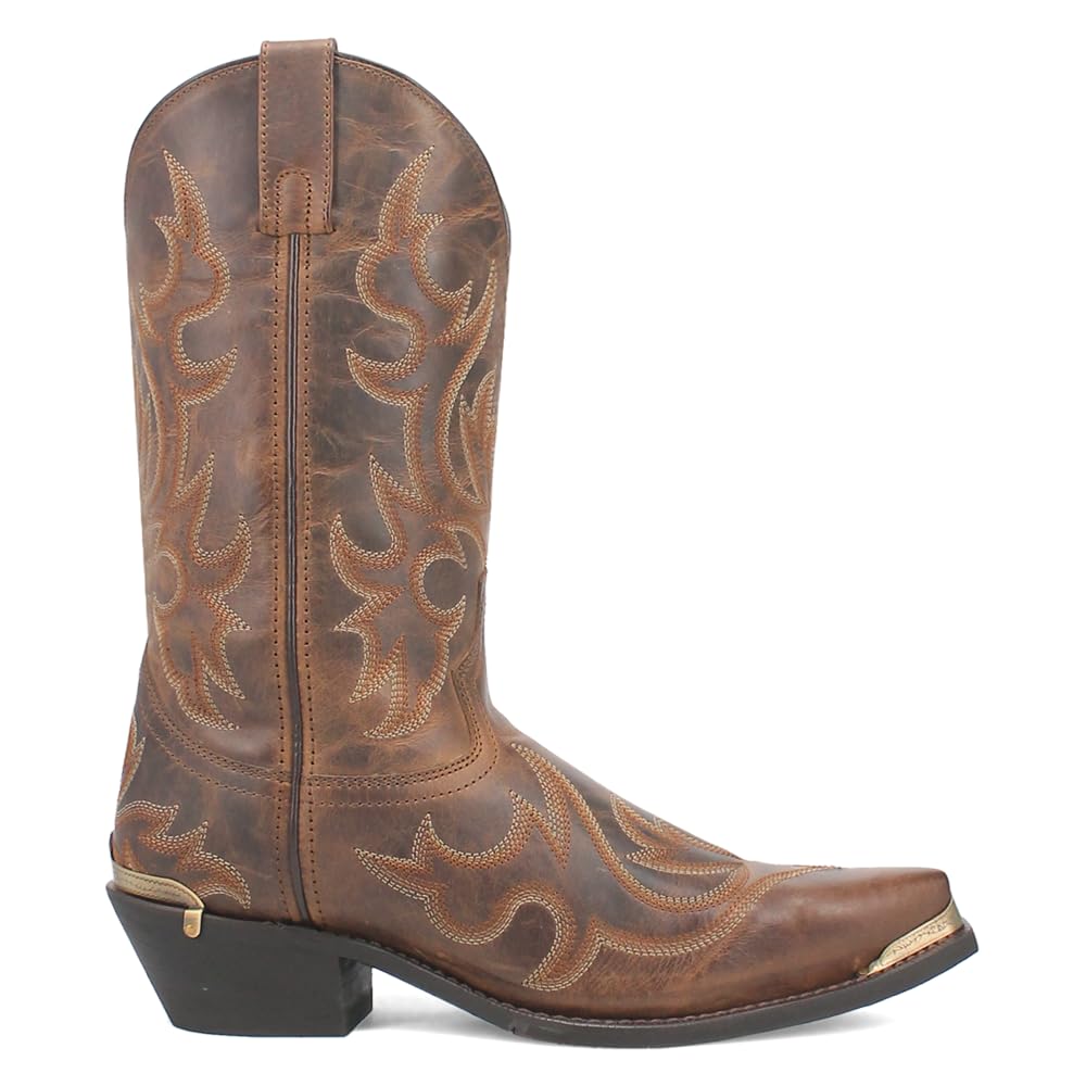 Laredo Mens Jameson Embroidered Snip Toe Casual Boots Mid Calf - Brown - Size 9 D