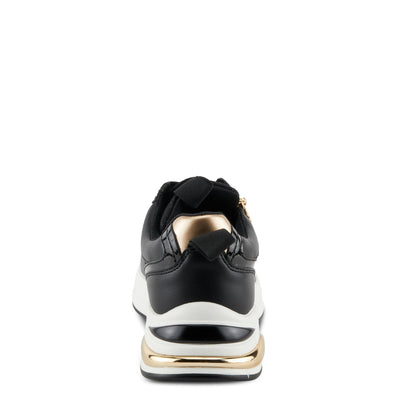 PATRIZIA Women's URSA Platform Sneakers with Sparkling Upper, Gold Metallic Accents, and Comfortable Fit Black EU 40 / US 9
