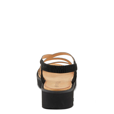 PATRIZIA Women's ZIGGED Zigzag Rhinestone Platform Stretch Back Sandals Black EU 38 / US 7.5-8