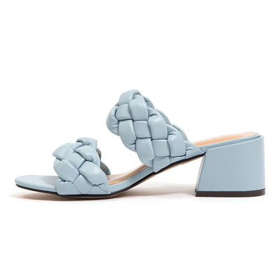 Ninety Union Twist Twisted Tow Band Low Heel Slide Sandal, Blue, 5