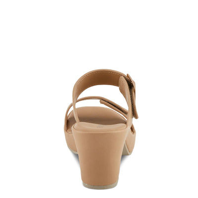 PATRIZIA Women's SANCIA Two Strap Slide Heeled Sandals Beige EU 37 / US 6.5-7