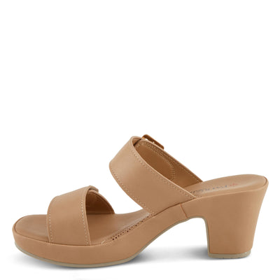 PATRIZIA Women's SANCIA Two Strap Slide Heeled Sandals Beige EU 37 / US 6.5-7