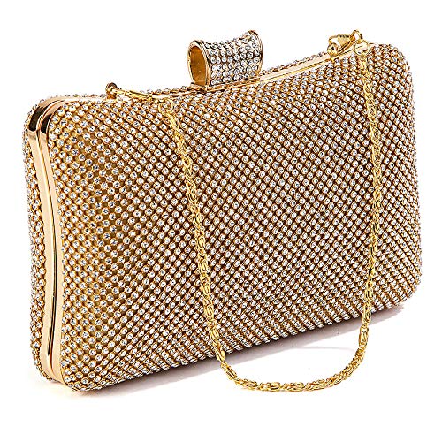 LADY COUTURE Dressy bag stones on both sides, BAG 2014-2 GOLD AND CLEAR