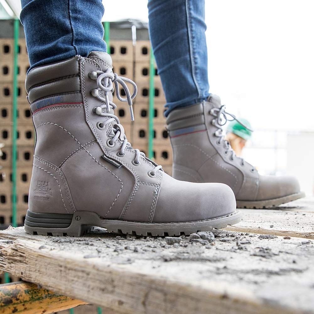Cat Footwear Women's Echo Waterproof Steel Toe Work Boot, Black, 5