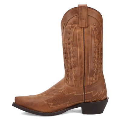 Laredo Mens Silverdale Embroidered Snip Toe Pull On Casual Boots Mid Calf - Brown - Size 12 D