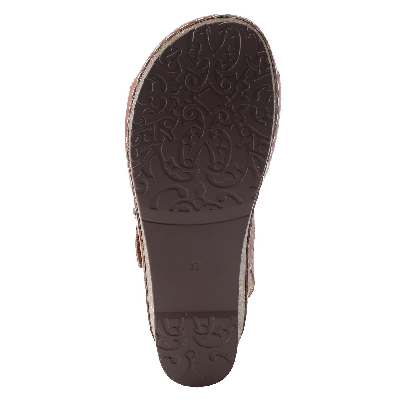 L'Artiste Women's ROSHNI Slingback Sandals – Hand-Painted Leather Floral Wedge with Adjustable Comfort Straps Camel Multi EU 35/5