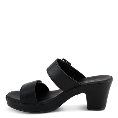 PATRIZIA Women's SANCIA Two Strap Slide Heeled Sandals Black EU 36 / US 5.5-6