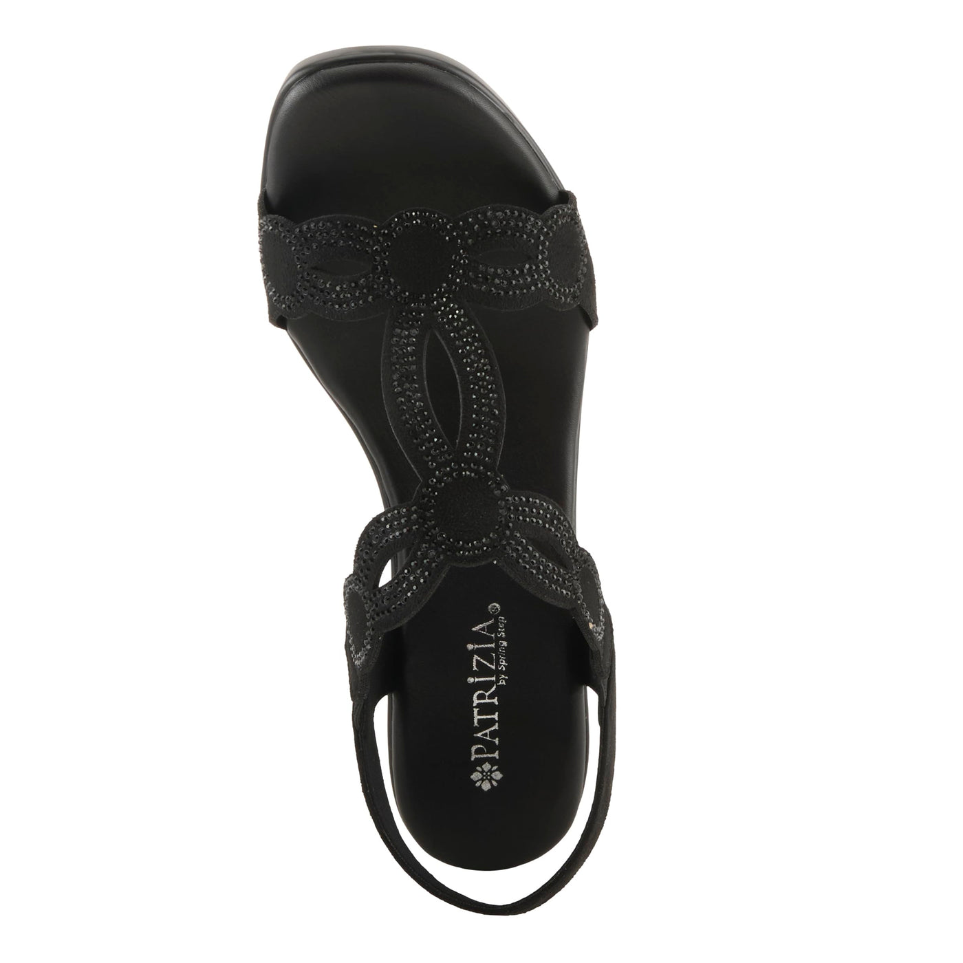 PATRIZIA Women's ILLARA Slip-On T-Strap Heels - Crystal Embellished, Elastic Goring, Cushioned Comfort BLACK EU 38 / US 7.5-8