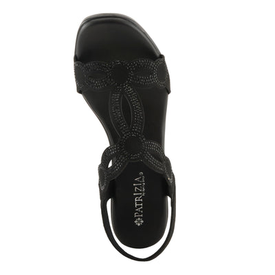PATRIZIA Women's ILLARA Slip-On T-Strap Heels - Crystal Embellished, Elastic Goring, Cushioned Comfort BLACK EU 38 / US 7.5-8