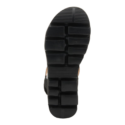 PATRIZIA Women's ZIGGED Zigzag Rhinestone Platform Stretch Back Sandals Black EU 38 / US 7.5-8