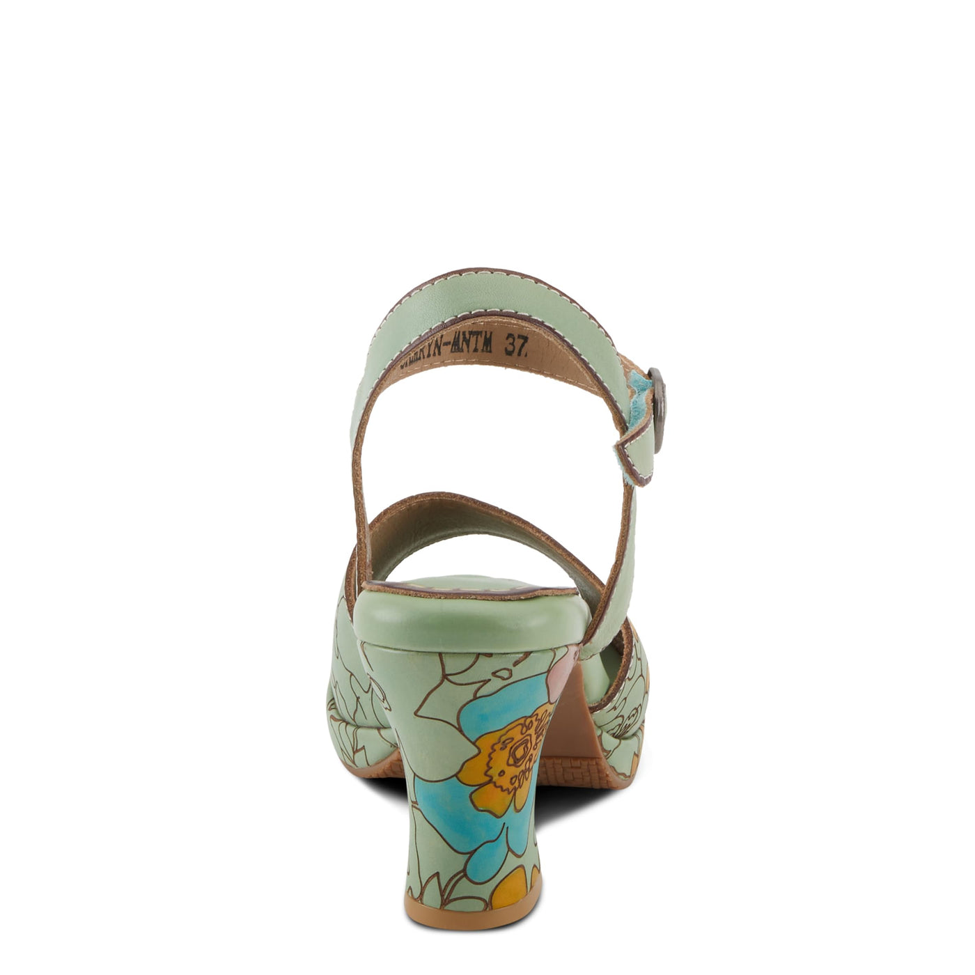 Spring Step L'Artiste Women's CAMRYN Hand-Painted Floral Peep Toe Sandals - Ankle Strap, Stylish Outsole Mint Green Multi EU 35 / US 5