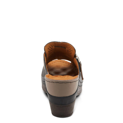 Spring Step MOMELLE Women's Perforated Leather Wedge Slide Sandals - Chic Style, Comfortable Elegance Black Multi EU 39 / US 8.5