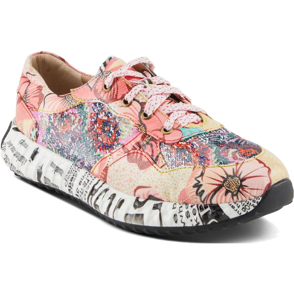 Spring Step L'Artiste Women's Cabaret Sequin Leather Fashion Sneakers - Stylish Comfort with a Sparkling Touch Pink Multi EU 39 / US 8.5