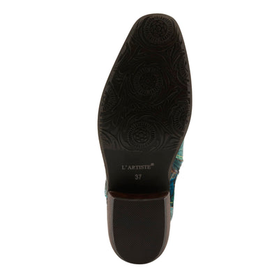 Spring Step L'Artiste Women's Rodeoqueen Western Mid-Shaft Boots with Flowers Turquoise Multi EU 40 / US 9