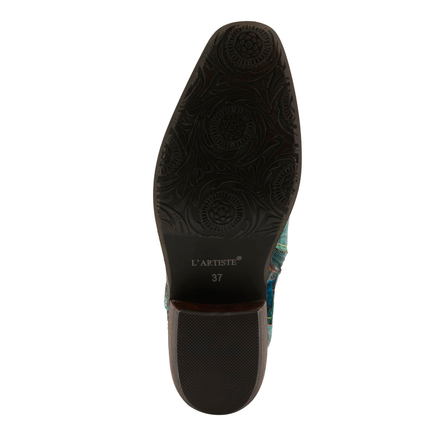 Spring Step L'Artiste Women's Rodeoqueen Western Mid-Shaft Boots with Flowers Turquoise Multi EU 38/ US 7.5-8