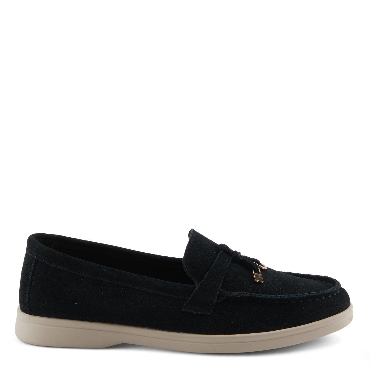 PATRIZIA Women's ISMENE Slip-On Suede Loafers - Almond Toe, Decorative Tassel, Luxurious Comfort Black EU 41 / US 9.5-10