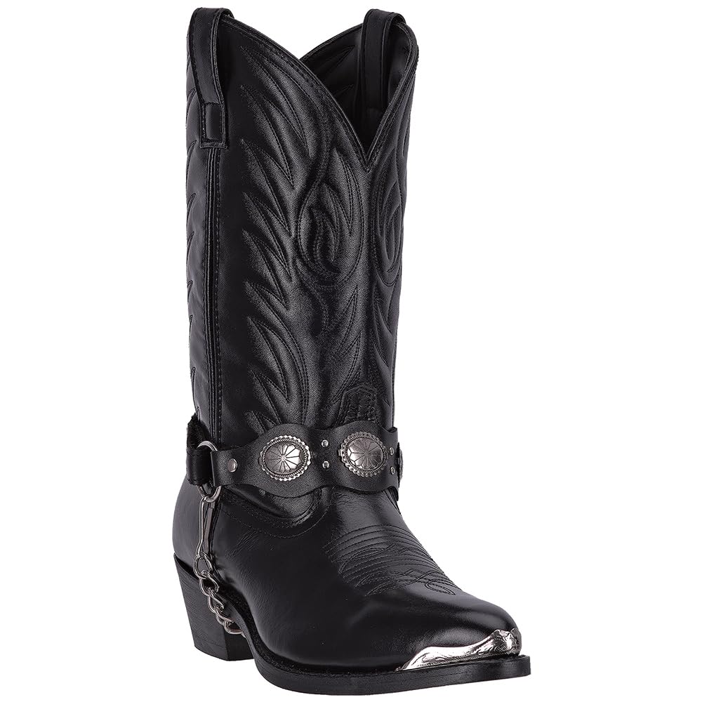 Laredo Men's Concho Harness Western Boot Snip Toe Black 8 EE