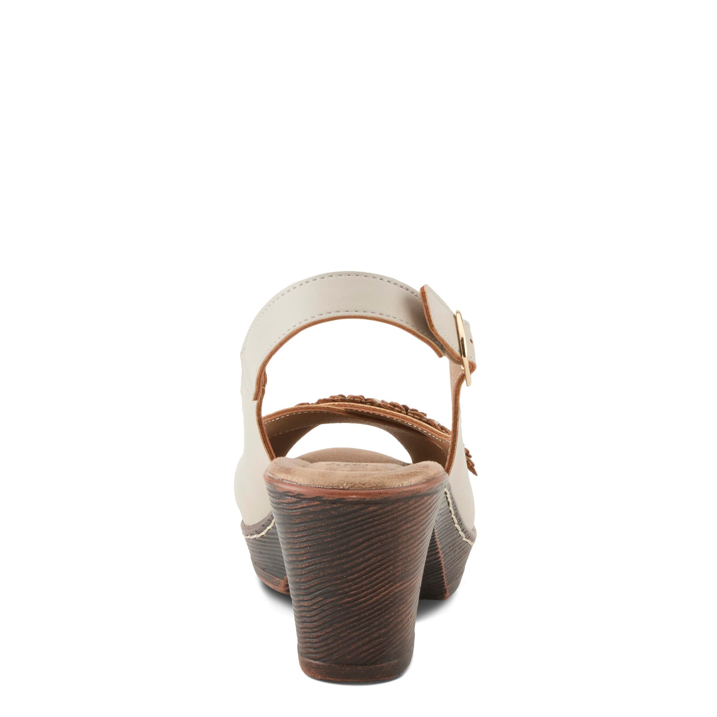 PATRIZIA Women's ADDISYN Buckle Sandals - Floral Stud Embellishments, Adjustable Fit, Faux Wood Heel LIGHT GREY EU 39 / US 8.5