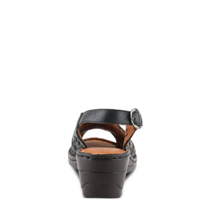 Spring Step Women's Belizana Wedge Sandal, Black Leather, 7.5-8