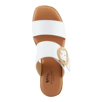 Spring Step MARES Women's Wedge Slip-On Sandals - Chic Buckle Detail, Dual Leather Straps, Comfortable Footbed, Platform for Added Height White EU 39 / US 8.5