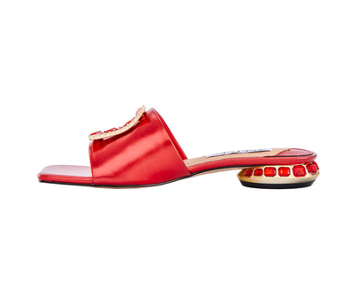 Lady Couture Amore Metallic Jewel Slide, Red, 5