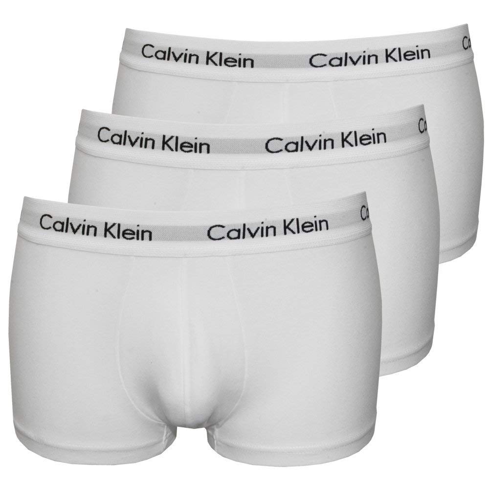Calvin Klein 3-Pack Cotton Stretch Low Rise Men's Boxer Trunks, White Small
