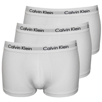 Calvin Klein 3-Pack Cotton Stretch Low Rise Men's Boxer Trunks, White Small