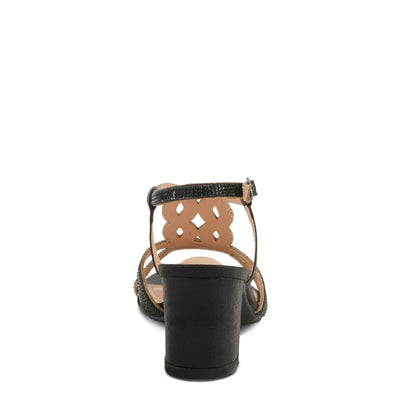 PATRIZIA Women's LILYANA Buckle Block Heel Sandals - T-Strap with Scrollwork Design, Elegant and Comfortable BLACK EU 39 / US 8.5
