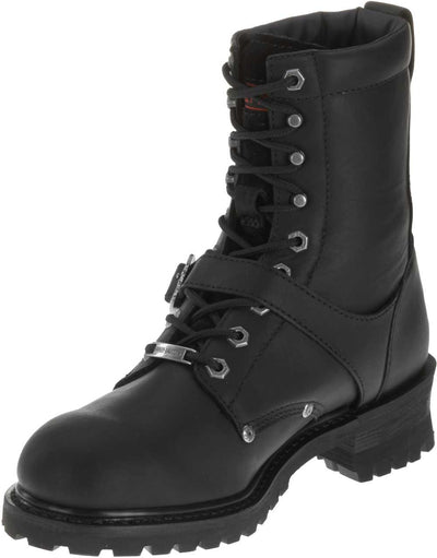 HARLEY-DAVIDSON FOOTWEAR Men's Faded Glory Leather Motorcycle Casual Boot, Black, 8.5 Wide US