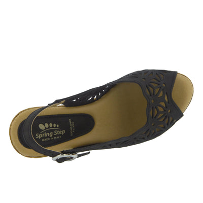 Spring Step Women's Abigail Slingback Sandal Black EU 36 / US 5.5-6