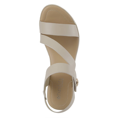 PATRIZIA Spring Step Asymadade Sandals for Women - Low Heel Slip-On Summer Sandals - Ladies Casual Platform Sandal with Hook and Loop - Beige EU 41 / US 9.5-10