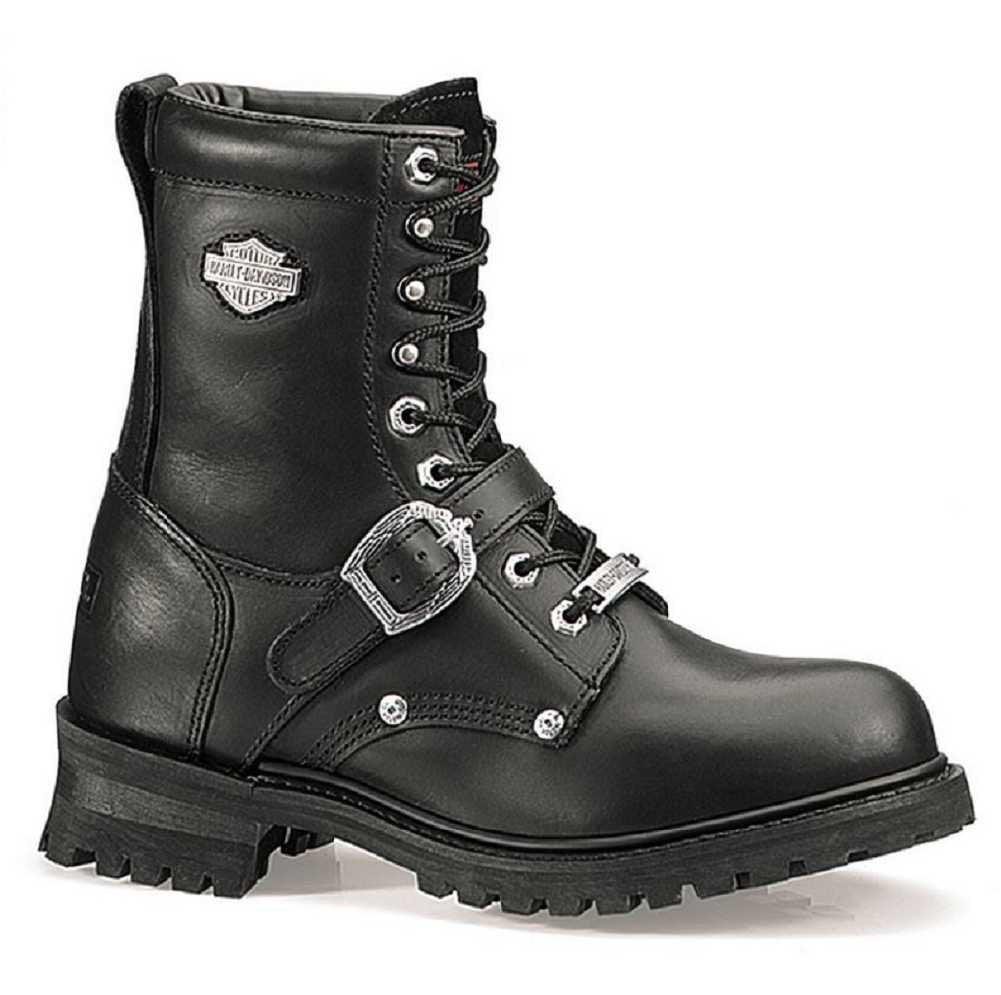 HARLEY-DAVIDSON FOOTWEAR Men's Faded Glory Leather Motorcycle Casual Boot, Black, 9 Wide