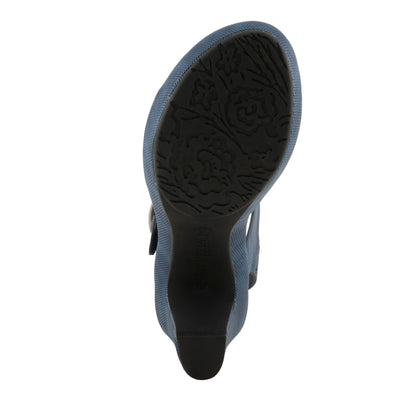 PATRIZIA Women's DADE-WOVEN Hook and Loop Sandals - Textured Faux Leather with Gold Button Accents, Adjustable Fit BLUE EU 38 / US 7.5-8