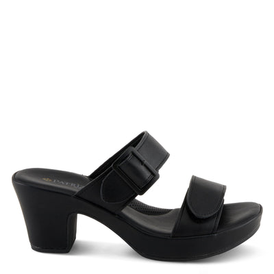 PATRIZIA Women's SANCIA Two Strap Slide Heeled Sandals Black EU 36 / US 5.5-6