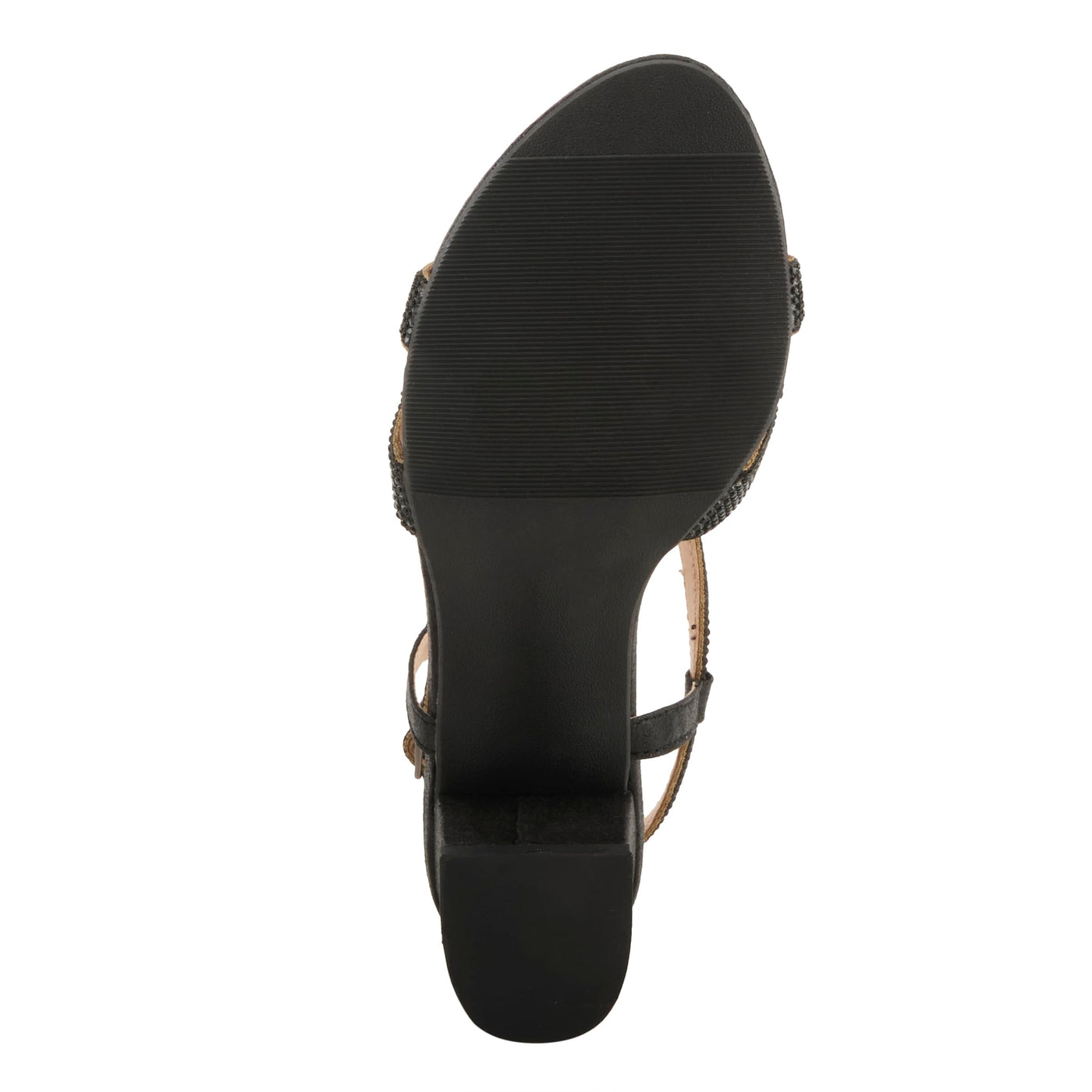 PATRIZIA Women's LILYANA Buckle Block Heel Sandals - T-Strap with Scrollwork Design, Elegant and Comfortable BLACK EU 37 / US 6.5-7