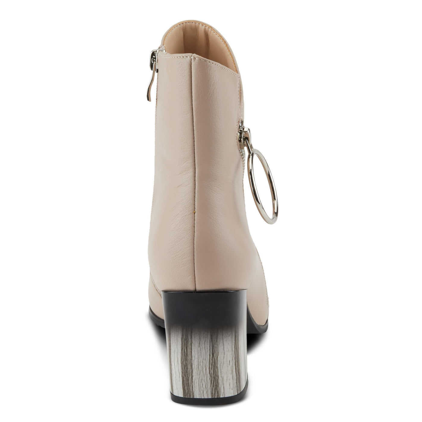 Azura Spring Step Fabulosa V Collar Ankle Boots for Women - Premium Leather Women's Chelsea Boots with Side Zippers - Beige EU 36 / US 5.5-6